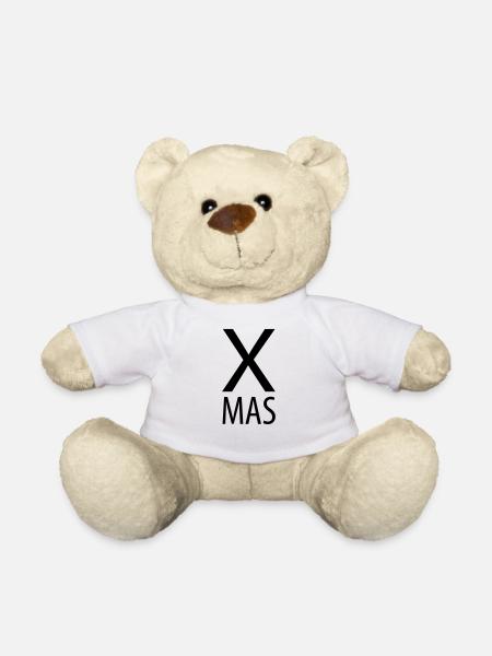 X-MAS typography lettering - Teddy Bear - white