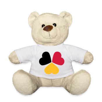 3 Coeurs Allemagne Belgique Drapeau Trèfle - Nounours - blanc - Devant