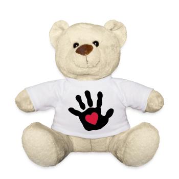 Bébé main - cœur - Nounours - blanc - Devant