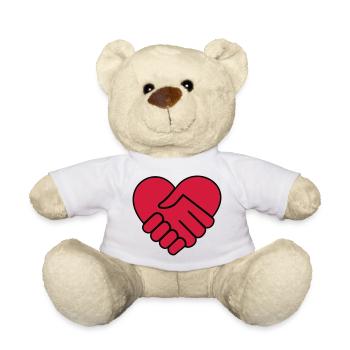 Hand in Hand Herz rot - Teddy - Weiß - Vorne