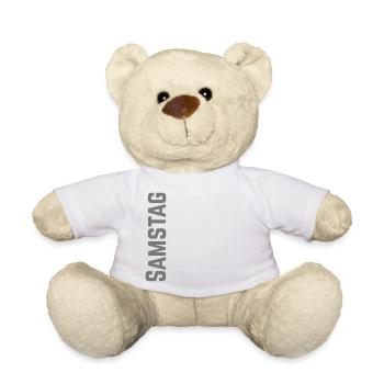 Samstag Wochentag als Text - Teddy - Weiß - Vorne