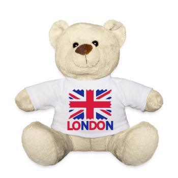 LONDON text UK Flag - Teddy Bear - white - Front