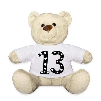 13 anniversaire avec coeur - Nounours - blanc - Devant