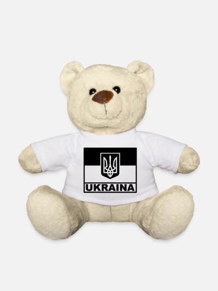 Drapeau tactique de l’Ukraine - Emblème - Nounours - blanc