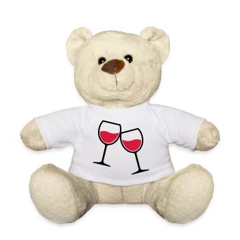 Zwei Weingläser anstoßen - Teddy - Weiß - Vorne