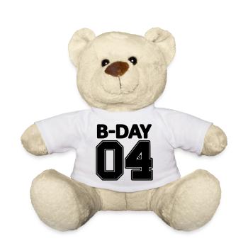 4th birthday Bday 04 number number fourth - Teddy Bear - white - Front