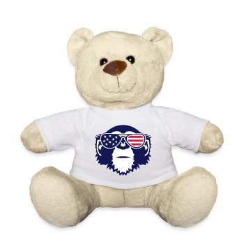 monkey head sunglasses sun color america flag - Teddy Bear - white - Front