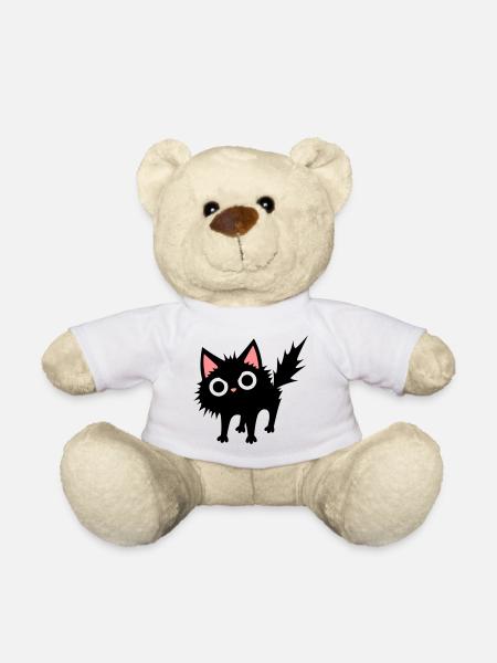 Schwarze Katze - Teddy - Weiß