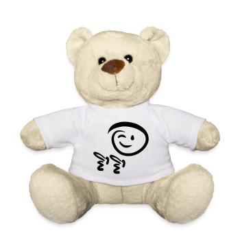 Le visage fait un clin d’œil, montre un doigt de pistolet. Émoticône. - Nounours - blanc - Devant