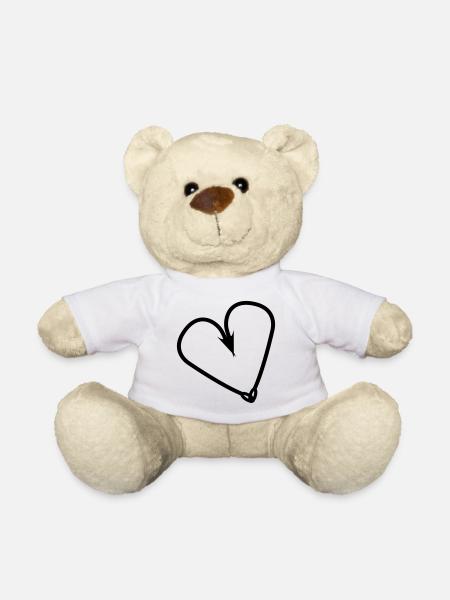 Angelhaken Herz Angler Haken Angeln Fisch Fische - Teddy - Weiß