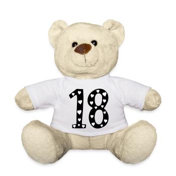18e anniversaire avec cœur - Nounours - blanc - Devant