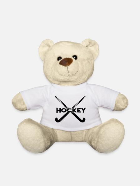 Hockey lettering with rackets field hockey - Teddy Bear - white