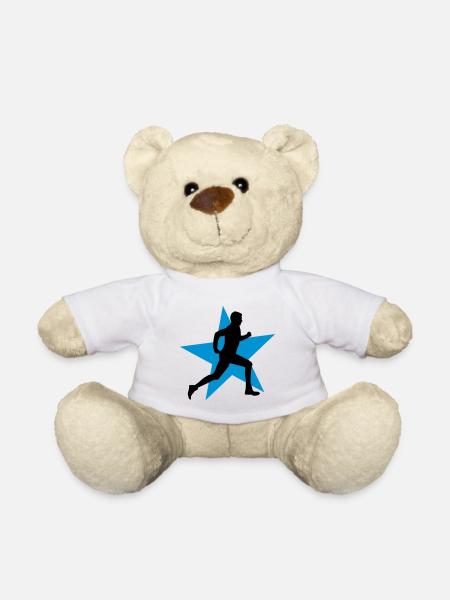 running male ii with star 2c - Teddy Bear - white