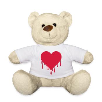 DRIPPING HEART - bleeding heart - Teddy Bear - white - Front