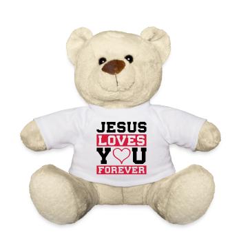 Jésus t'aime coeur - Nounours - blanc - Devant
