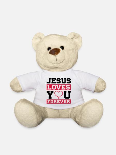 Jésus t'aime coeur - Nounours - blanc