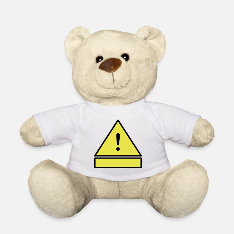 Point d'exclamation sur le triangle d'attention avec une plaque supplémentaire - Nounours - blanc