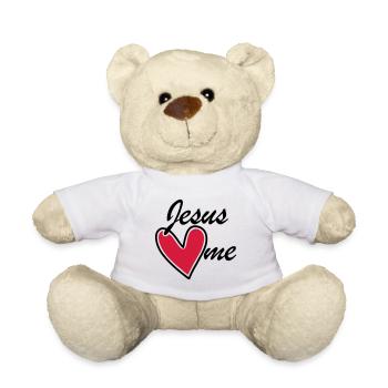 Jesus loves me loves me red heart - Teddy Bear - white - Front