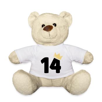 14. Geburtstag Krone 14 Jahre Zahl - Teddy - Weiß - Vorne