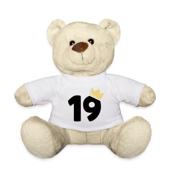 19e anniversaire Couronne 19 ans Numéro - Nounours - blanc - Devant