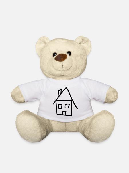 Haus Bauherr Baustelle Bauen Eigenheim - Teddy - Weiß