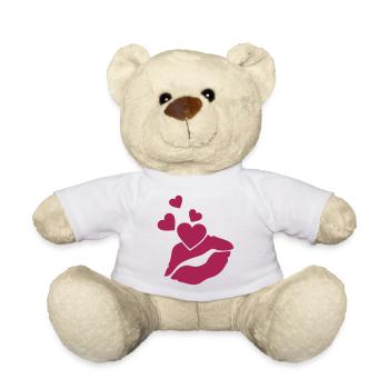 kiss levre kisses love heart romance - Teddy Bear - white - Front