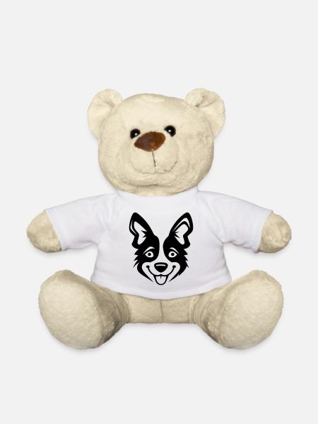 Happy Shiba Inu Dog Outstretched Tongue - Teddy Bear - white