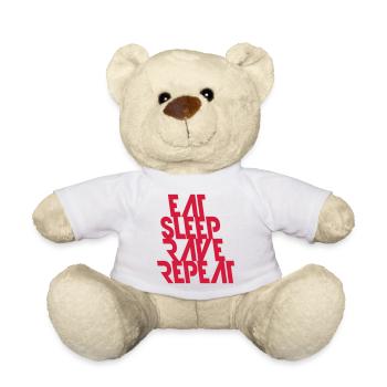 Manger dormir rave répéter nourriture sommeil corbeau disant - Nounours - blanc - Devant