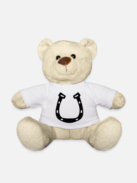Hufeisen Glücksbringer Hochzeit Pferdesprüche - Teddy - Weiß