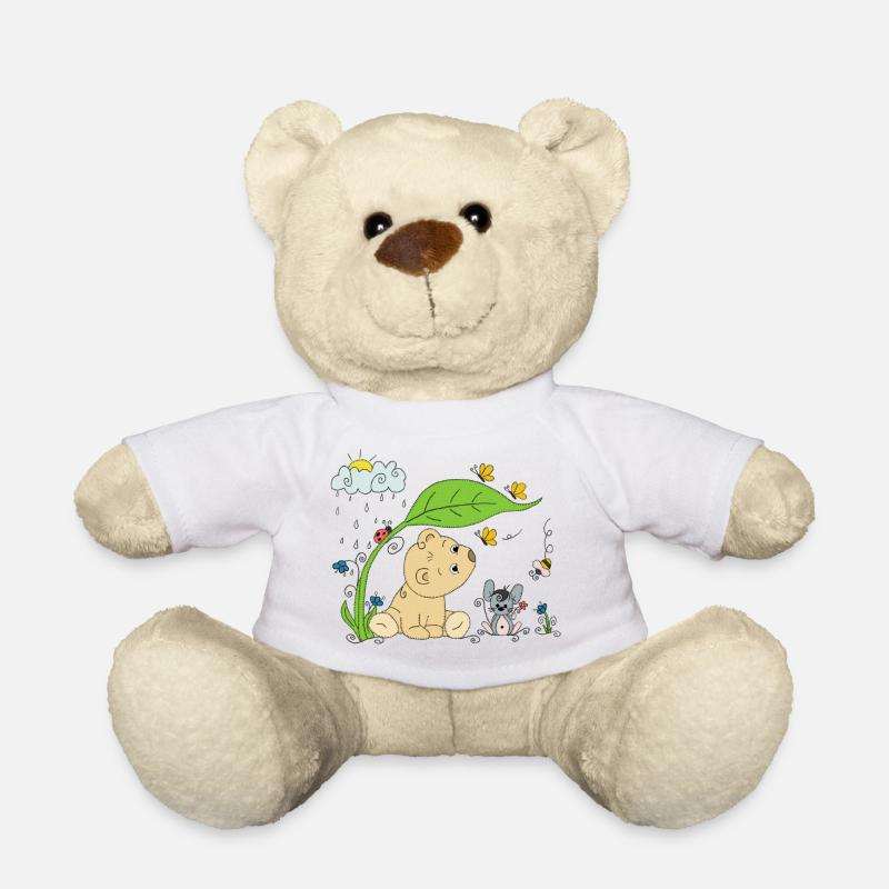 Bärchen im Regen - Teddy - Weiß