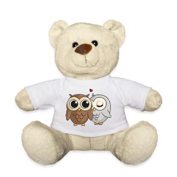 Verliebte Comic Eulen - Teddy - Weiß - Vorne