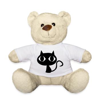 Schwarze Katze - Teddy - Weiß - Vorne