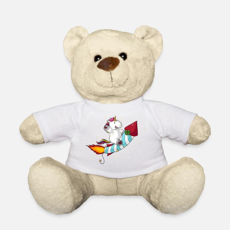 Cartoon rocket unicorn - Teddy Bear - white