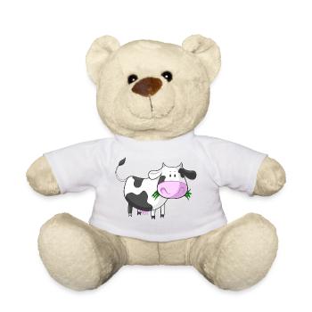 Naschende Comic Kuh - Teddy - Weiß - Vorne