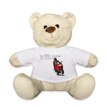 Cooler Papa mit Motorrad - Biker Daddy - Teddy - Weiß - Vorne
