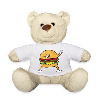 Dabbing Dab Dancing Burger Fast Food Fast Food - Teddy Bear - white - Front