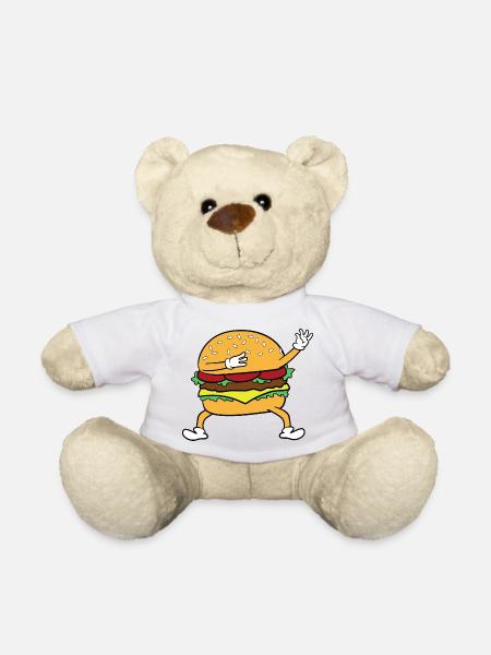 Dabbing Dab Dancing Burger Fast Food Fast Food - Teddy Bear - white