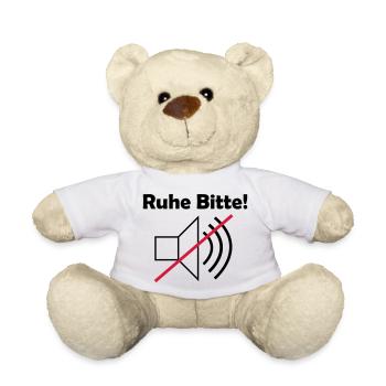 Ruhe Bitte! mit Lautsprechersymbol - Teddy - Weiß - Vorne