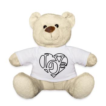 Love Herz, Geschenkidee für Freund oder Freundin - Teddy - Weiß - Vorne