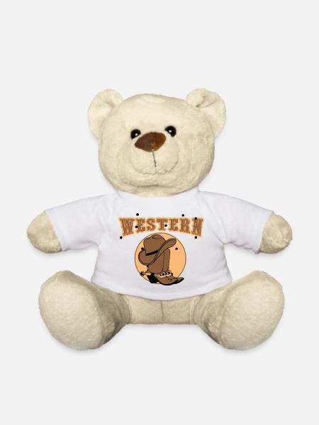 Western Cowboy Cowboy Cowboy Hat - Teddy Bear - white
