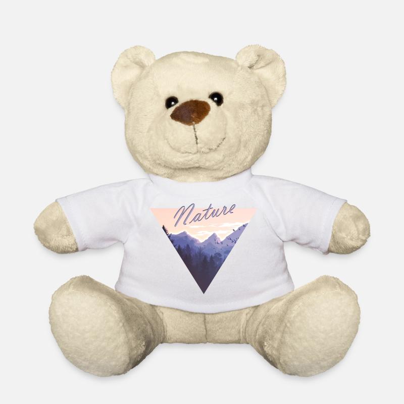 Nature, Mountains, Forest, Birds, Triangle - Teddy Bear - white