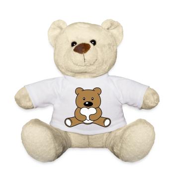 Süßer Kawaii Teddy Bär hält rotes Herz zeigt Liebe - Teddy - Weiß - Vorne