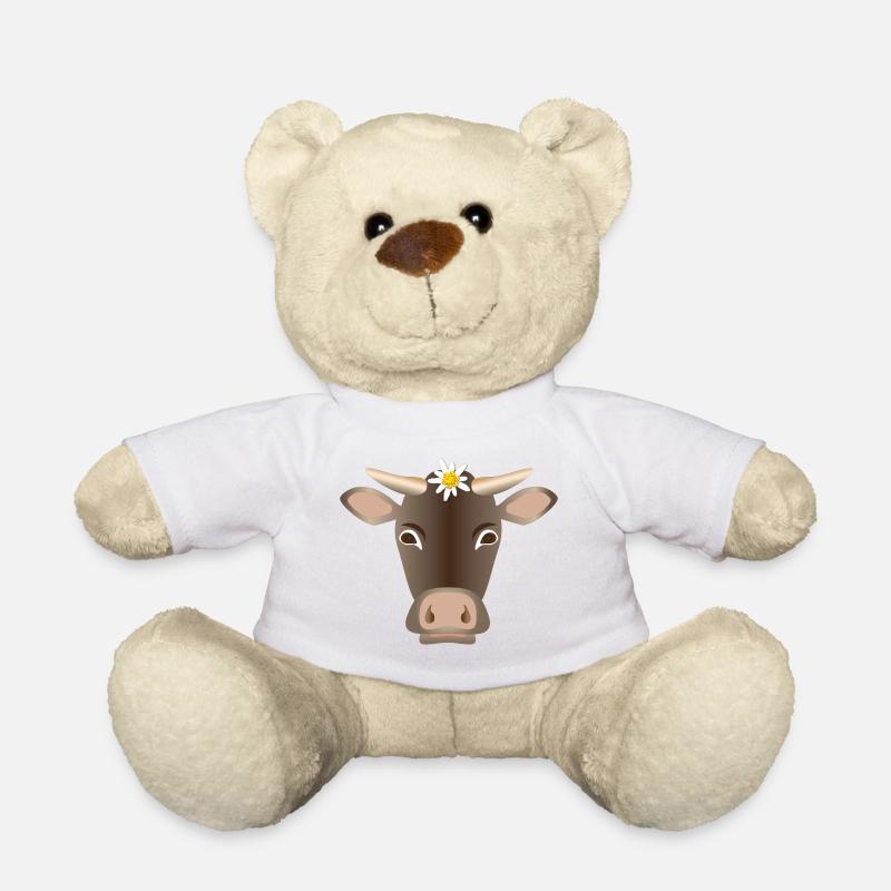 Alpen Kuh mit Edelweiss - Teddy - Weiß
