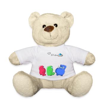 Alien - little green males - Teddy Bear - white - Front