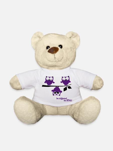 Owls, funny "be different be you" | animal Shirt - Teddy Bear - white