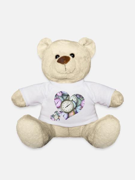 Herzen aus Uhren - Teddy - Weiß