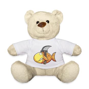 Funny Goldfish I Shark I Fish Fun Gift - Teddy Bear - white - Front