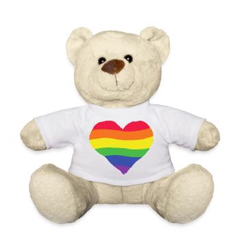 Coeur fierté - arc en ciel, couleur, coloré, lgbtq + amour - Nounours - blanc - Devant