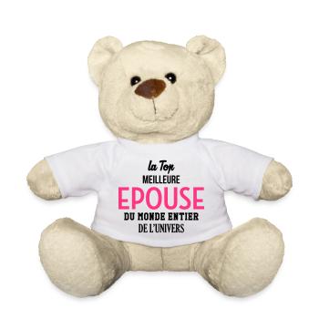 Epouse Femme Couple Saint Valentin Amour Love - Nounours - blanc - Devant