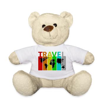 Travel - Reisen - Weltkarte - Kontinente - Globus - Teddy - Weiß - Vorne